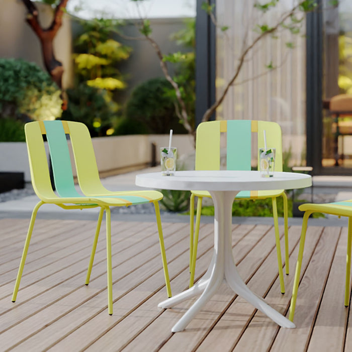 4 Piece Set Of Modern Striped Color Blocking Single Chairs With Round Table Home Essentials
