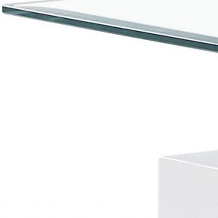 Glass End Table - White / Clear