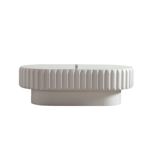 Fluted Storage Table With Lift Off Lid - Cream White Home Essentials