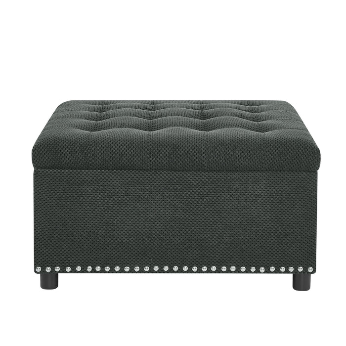 Square Tufted Storage Ottoman With Nailhead Trim Home Essentials