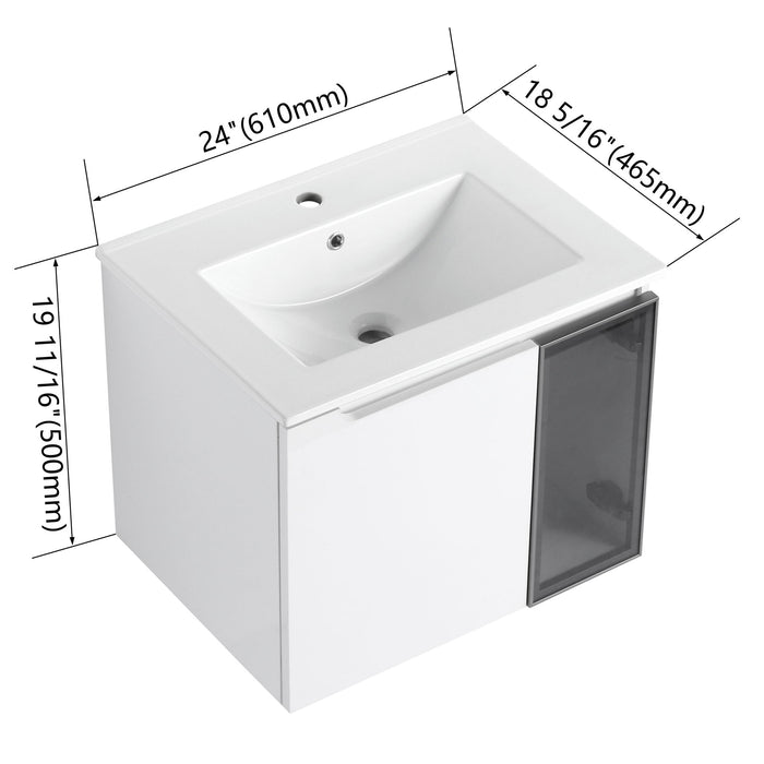 Wall Mounted Bathroom Vanity With Sink, 2 Soft Close Doors, Cabinet & Half Door Home Essentials