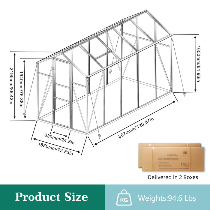 Gain Height Windproof Greenhouse With Raised Base