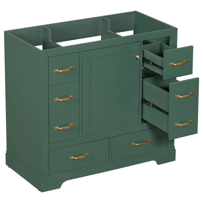 Modern Bathroom Vanity Base Only, 6 Drawer Storage With Adjustable Shelf Hearth and Haven