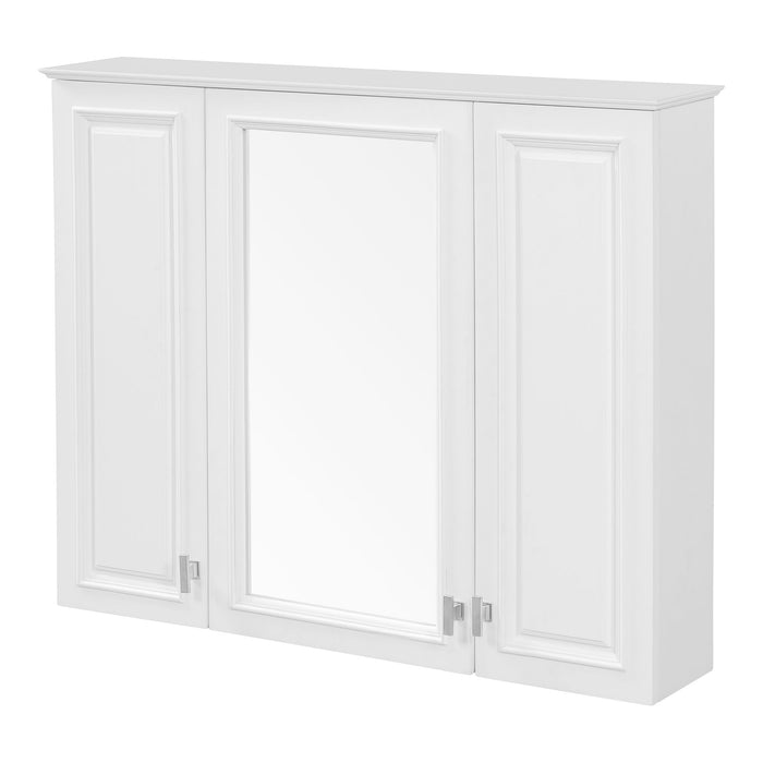 Wall Mounted Mirror Cabinet With 5 Adjustable Shelves, Rectangular Storage For Bathroom - White Hearth and Haven