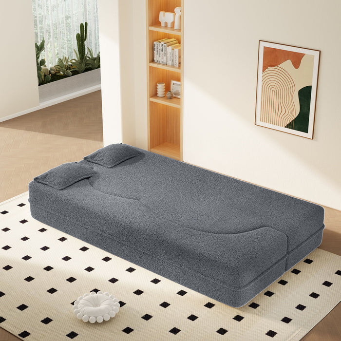 Modern Floor Sofa With 2 Pillows, Twin Size For Living Room Home Essentials