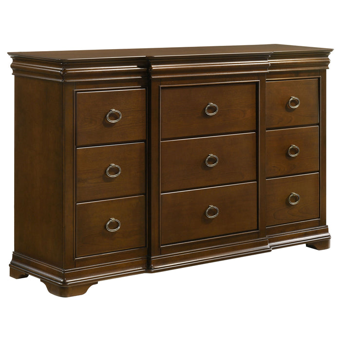 Leonide - 9 Drawer Dresser - Cherry Furniture Max