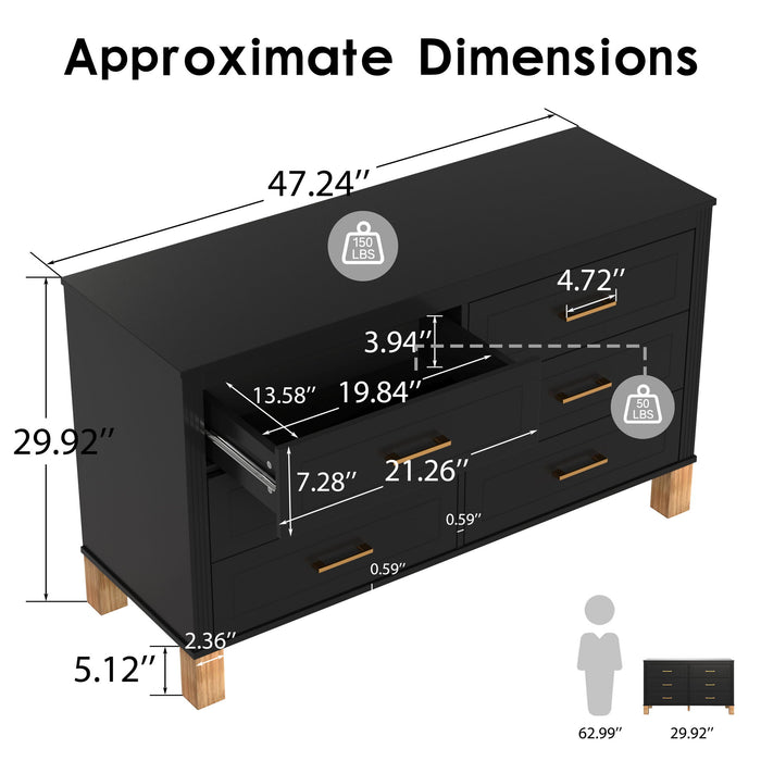 6 Drawer Double Dresser Home Essentials