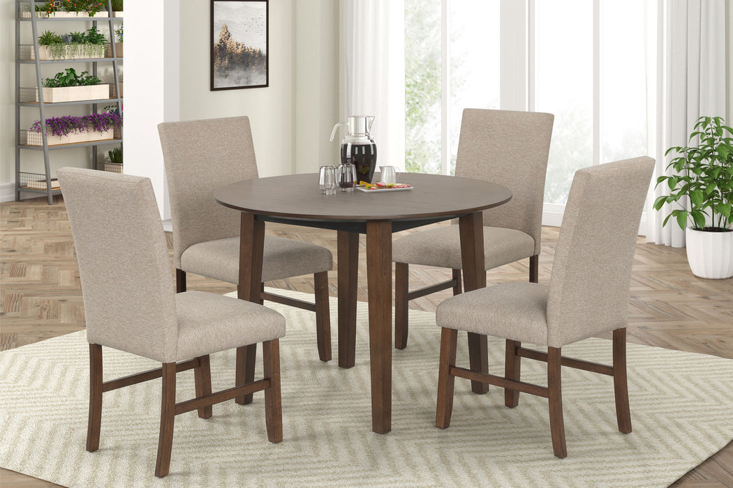 Hargrove - 5 Piece Set (42" Round Dining Table & 4 Chairs) - Brown / Beige New Classic