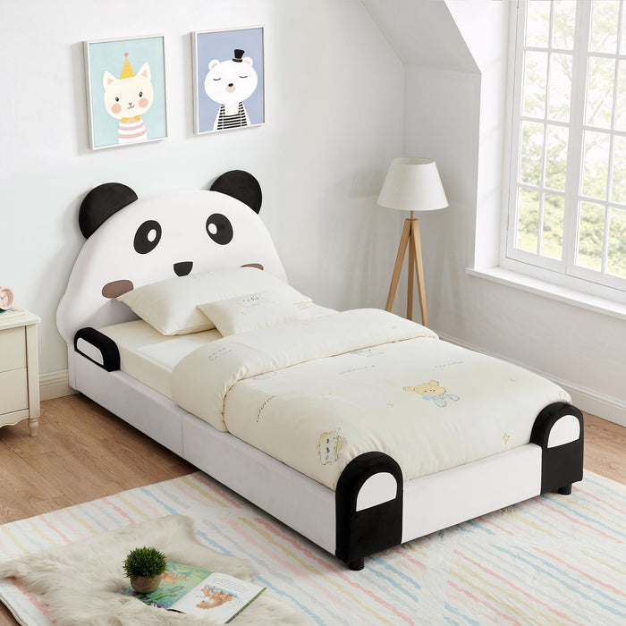 Twin Size Cute Panda Shaped Kids Bed - White / Black Home Essentials