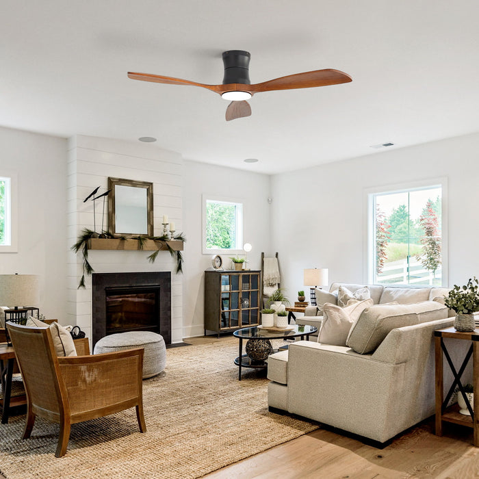48" Ceiling Fan With Light, Dimmable LED With Memory, Quiet DC Motor - Matte Black Daily Nest