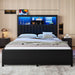 Bed Frame With High Storage Headboard, LED Light And Charging Station, 4 Storage Drawers Home Essentials