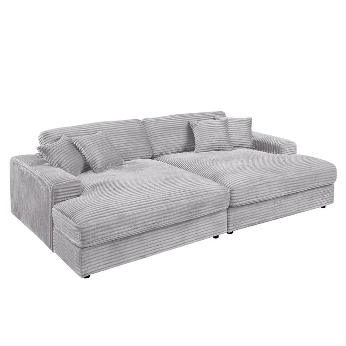 Hilde - Sectional Sofa With 4 Pillows - Gray