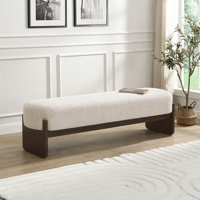 Ottoman With Upholstery, Rectangular Design - Beige / Brown Noble House