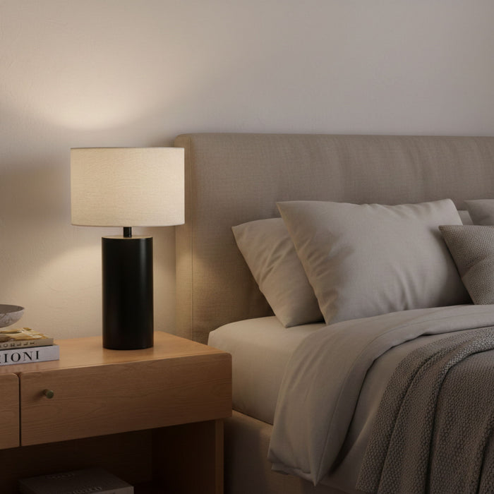 Aura - Table Lamp With On / Off Switch Block Base - Black / White Ashcroft Furniture