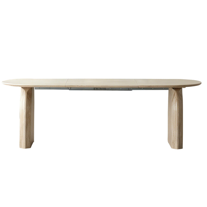 Oval Extendable Dining Table With Dual Pillar Design - Off White Home Essentials