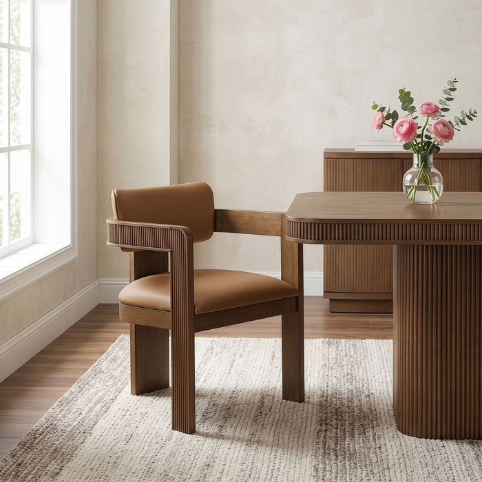 Sacha - Vegan Leather Upholstered Dining Chair With Brown Base (Set of 2) Meridian Furniture
