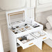 Flip Top Vanity Desk With LED Mirror & Outlet Makeup Table With 2 Drawers, Open Storage, And Jewelry Hooks - White Home Essentials