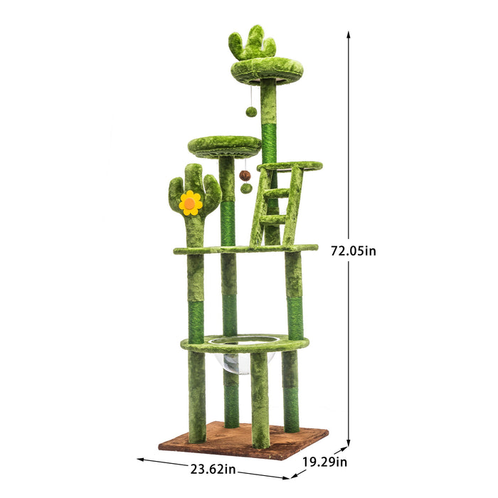 Cactus Cat Tree With Transparent Capsule Daily Nest