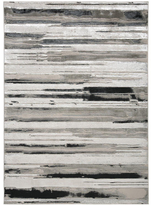Abstract Area Rug - Silver Gray And Black - 12' X 18'