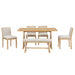 Dining Set With Rectangular Table, 4 Upholstered Chairs & 1 Padded Bench Hearth and Haven