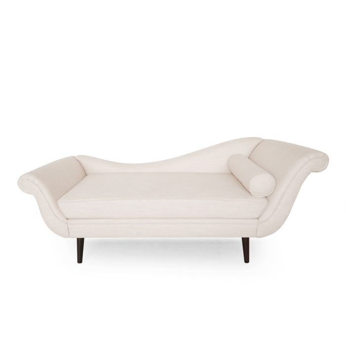 Auroral - Velvet Upholstered Chaise Lounge With Scrolled Arms And Tapered Legs
