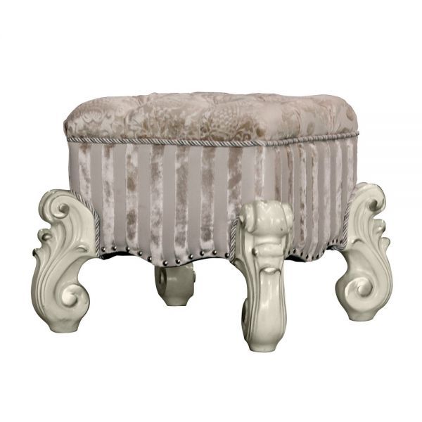 Fabric Floral Tufted Vanity Chair - Ivory And Bone