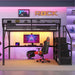 Queen Loft Bed With Desk And Charging Station Stairs And Light - Black Home Essentials