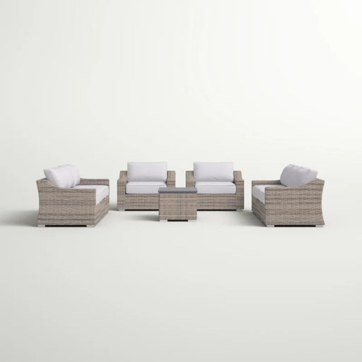 All Weather Wicker 8 Piece Patio Sectional Set With Cushions Modular Design - Gray Mix LSI Patio Furniture
