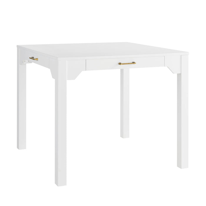 Alleyville - Square Dining Table With Storage Drawer - White Ridgecrest Home