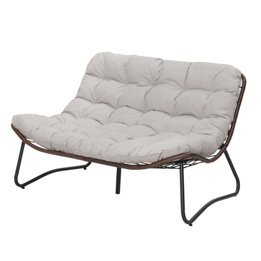 Patio Loveseat Sofa With Extra Thick Tufted Cushion - Brown Home Essentials