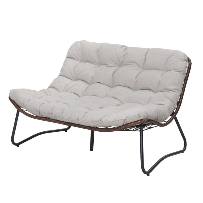 Patio Loveseat Sofa With Extra Thick Tufted Cushion - Brown Home Essentials