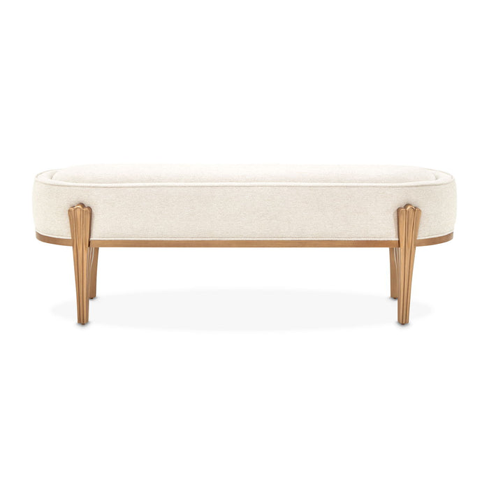 Camellia Field - Accent Bench - Linen / Antique Gold