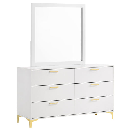 James - 6 Drawer Dresser With Mirror - White Furniture Max