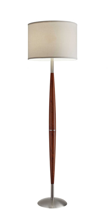 Solid Wood Traditional Shaped Floor Lamp With Drum Shade - White