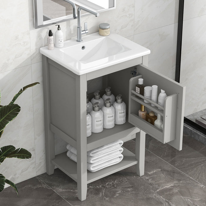 Modern Bathroom Vanity With Sink, Soft-Closing Door And Open Shelf Hearth and Haven