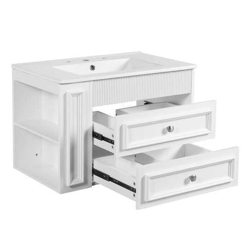 Wall Mounted Bathroom Vanity With 2 Drawers, Sink, Floating Storage Unit Hearth and Haven