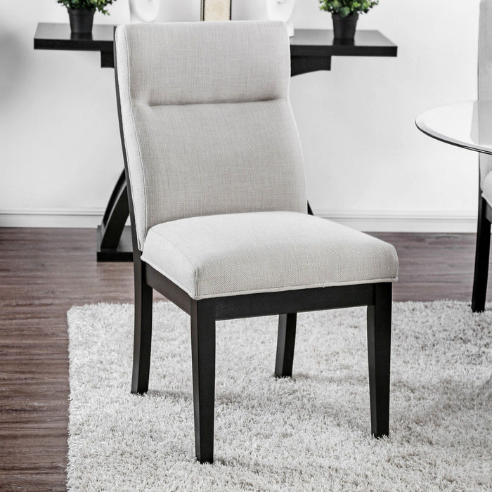 2 Tone Chairs With Tapered Legs (Set of 2) - Beige / Black / Black Home Essentials