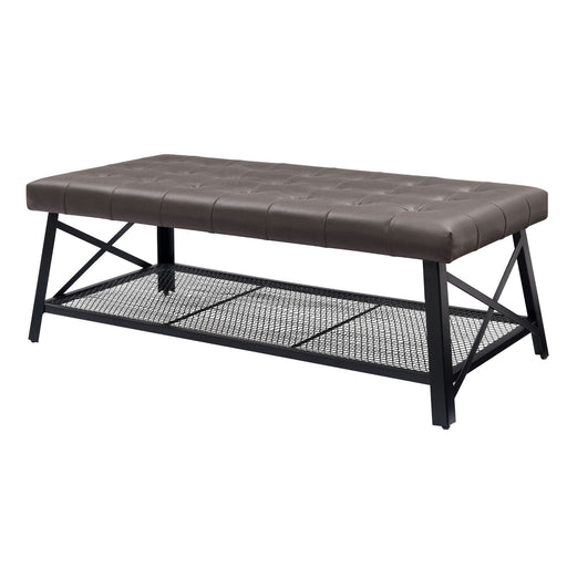 Upholstered Coffee Table With Rack - Dark Brown Home Essentials