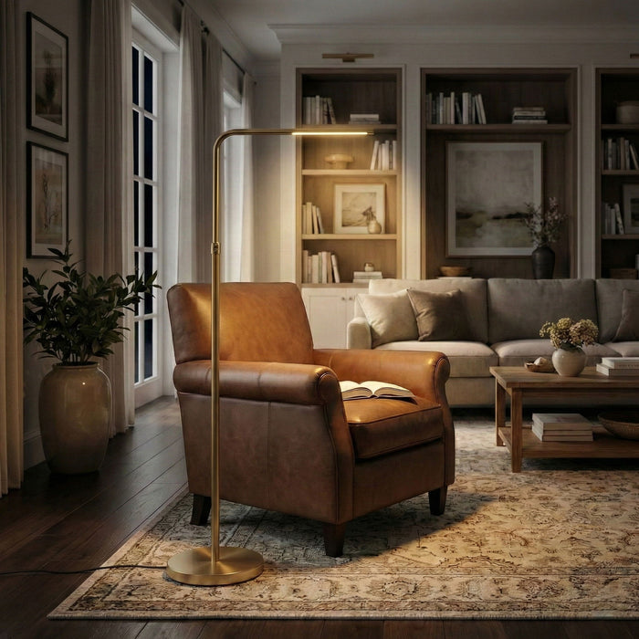 Verve - Floor Lamp With On / Off Switch Adjustable LED Round Base - Gold Ashcroft Furniture