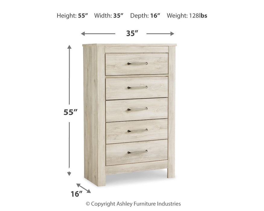 Bellaby - Five Drawer Chest - Whitewash Signature Design by Ashley®