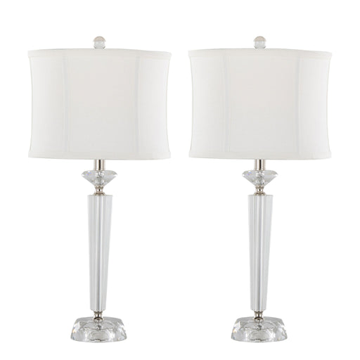 Diamond - Torch Contemporary Crystal Table Lamp (Set of 2) - Clear / Off White / Polished Nickel Lumi Source