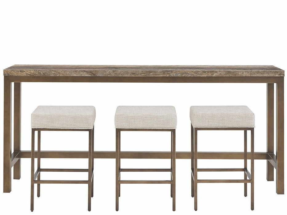 Montclair - Brindle Console With 3 Stools - Light Brown / Beige