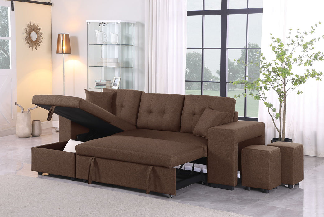 Daniel - Upholstered Reversible Sectional With Pull Out Loveseat