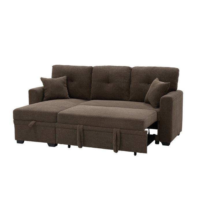 Sleeper Sectional Sofa With Pull Out Bed, Reversible Chaise, Hidden Storage Home Essentials