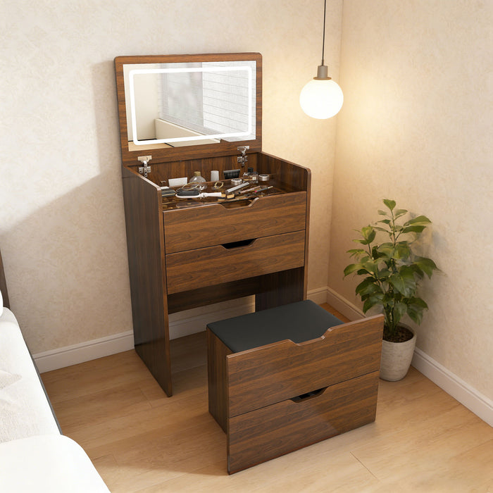 Vanity Desk With Lighted Mirror & Stool Home Essentials