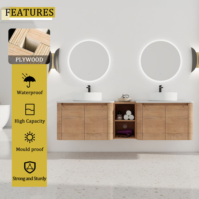 Wall Mounted Bathroom Vanity With Art Sink, 1 Storage Shelf, Soft Close Door Home Essentials