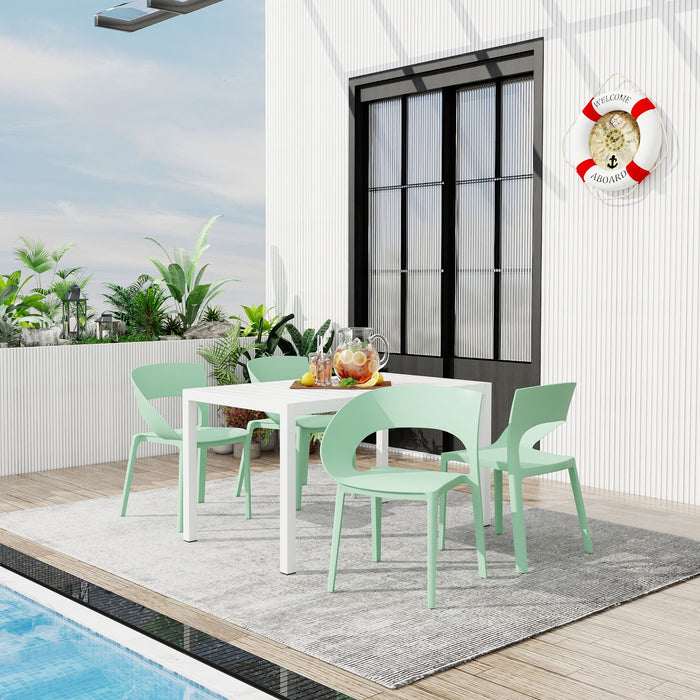 4 Piece Set Of Modern Designed Single Chairs With Long Table Home Essentials