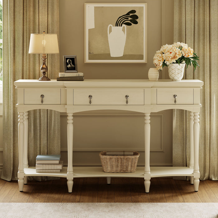 Retro Console Table With 3 Soft Close Drawers Noble House
