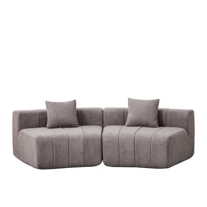 Curved Sectional Sofa With 2 Pillows For Living Room - Gray Home Essentials