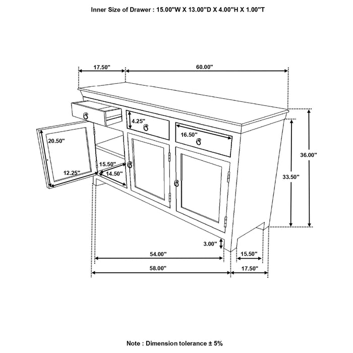 Mankato - 3 Drawer Accent Cabinet With 3 Doors - Wood Furniture Max